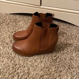 Brown wedge ankle boots
